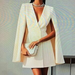 Elegant Cream Cape Dress
